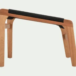 Fauteuil et repose pied en eucalyptus - noir