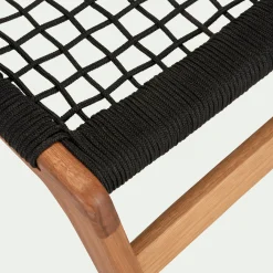 Fauteuil et repose pied en eucalyptus - noir