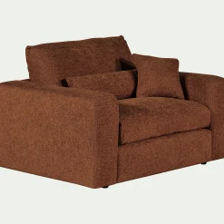 Fauteuil fixe en tissu chenille - brun rustrel