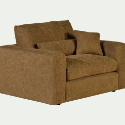 Fauteuil fixe en tissu chenille - jaune argan