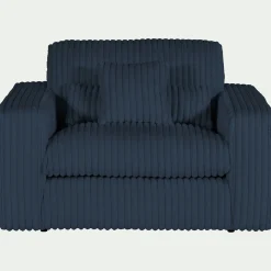 Fauteuil fixe en tissu côtelé - bleu calabrun