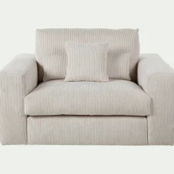 Fauteuil fixe en velours côtelé - beige roucas