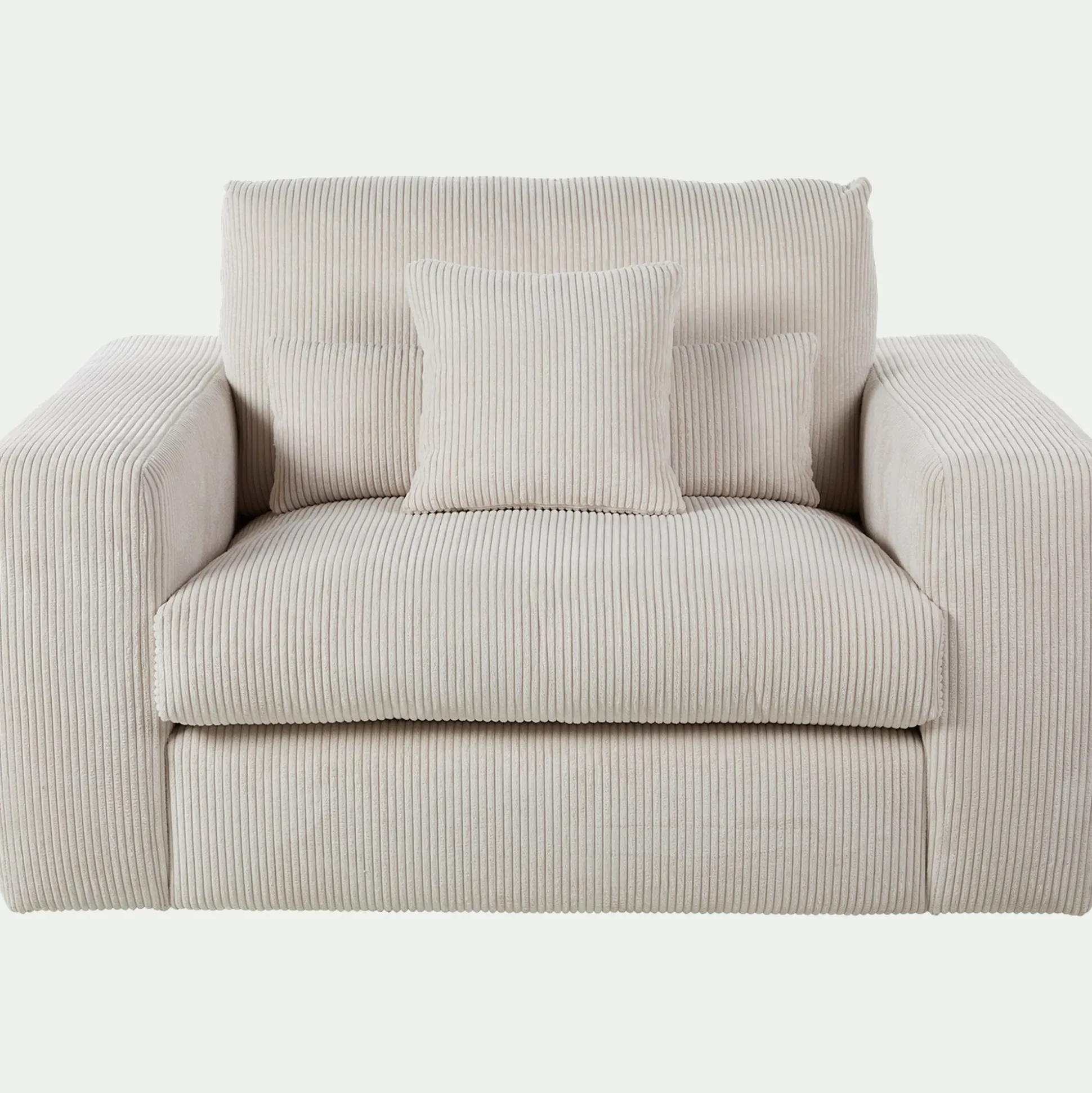 Fauteuil fixe en velours côtelé - beige roucas