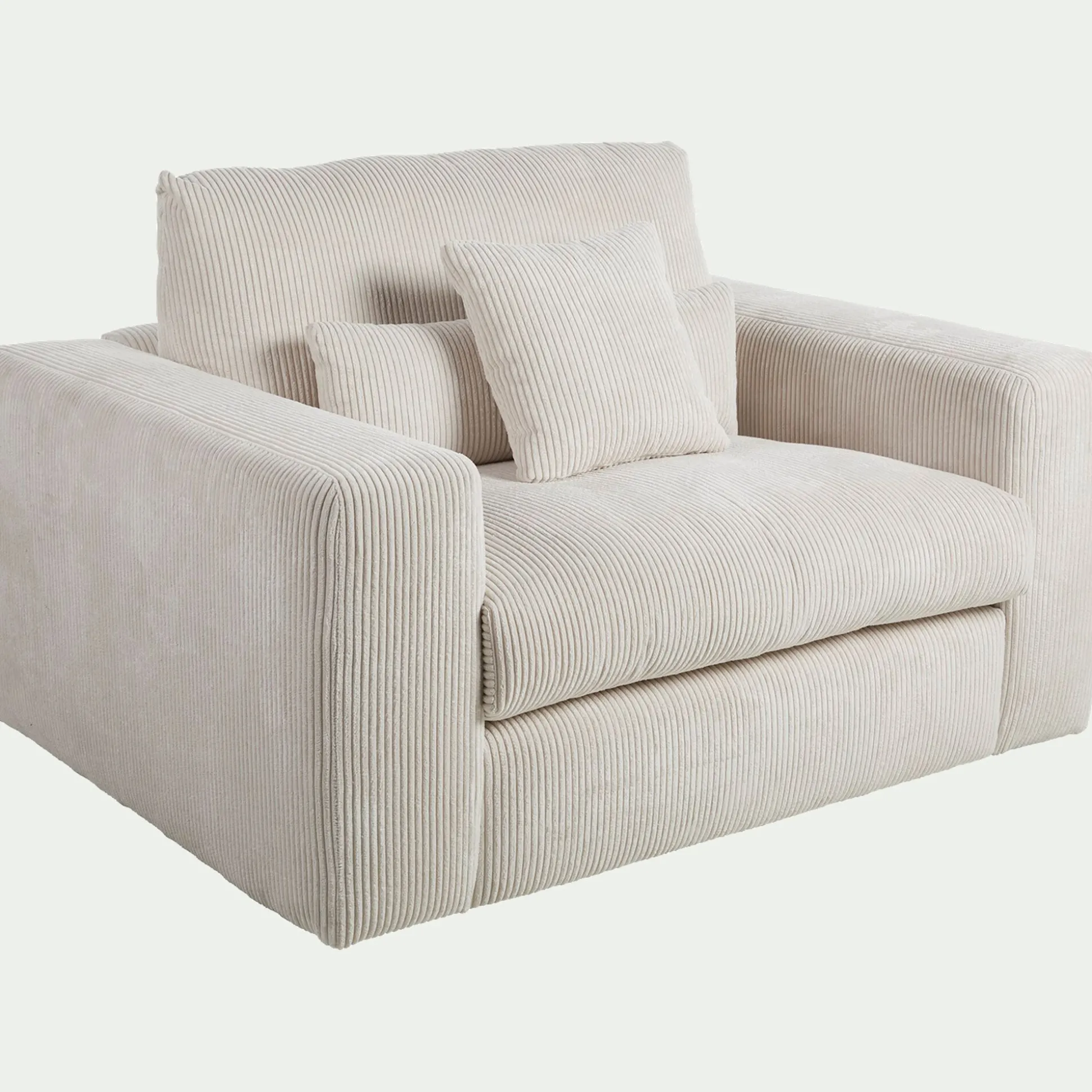 Fauteuil fixe en velours côtelé - beige roucas