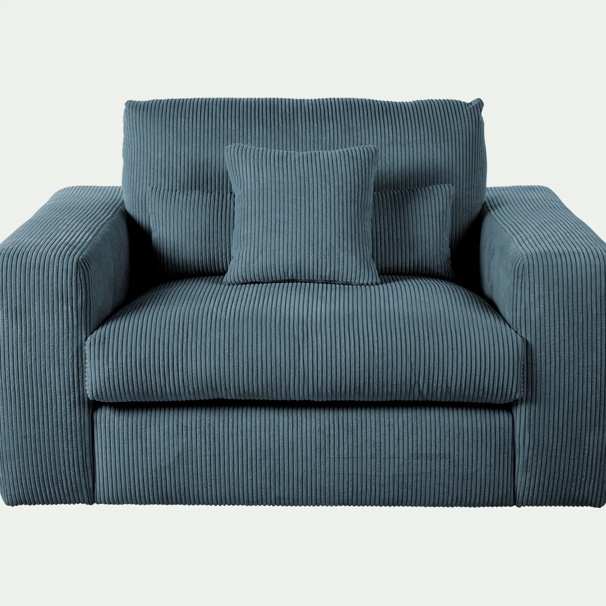 Fauteuil fixe en velours côtelé - bleu
