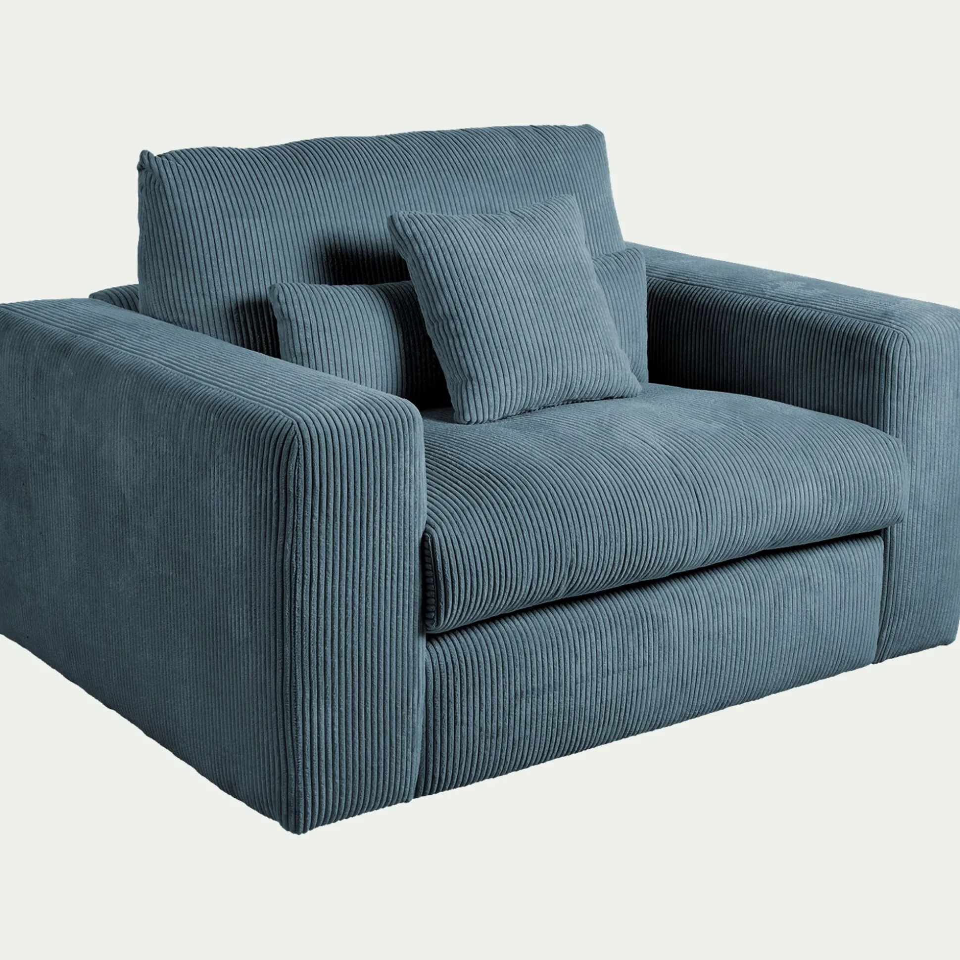 Fauteuil fixe en velours côtelé - bleu