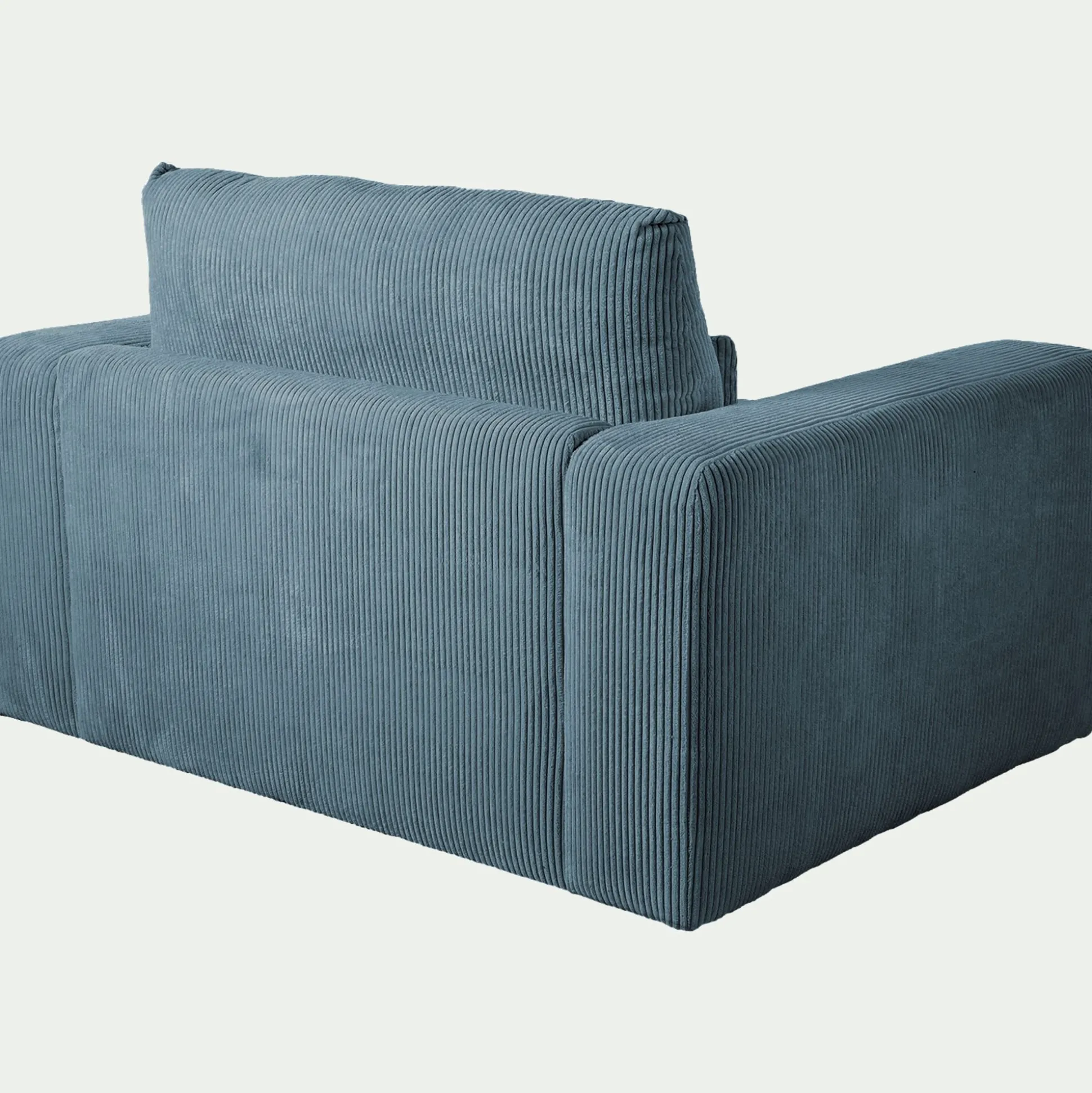 Fauteuil fixe en velours côtelé - bleu