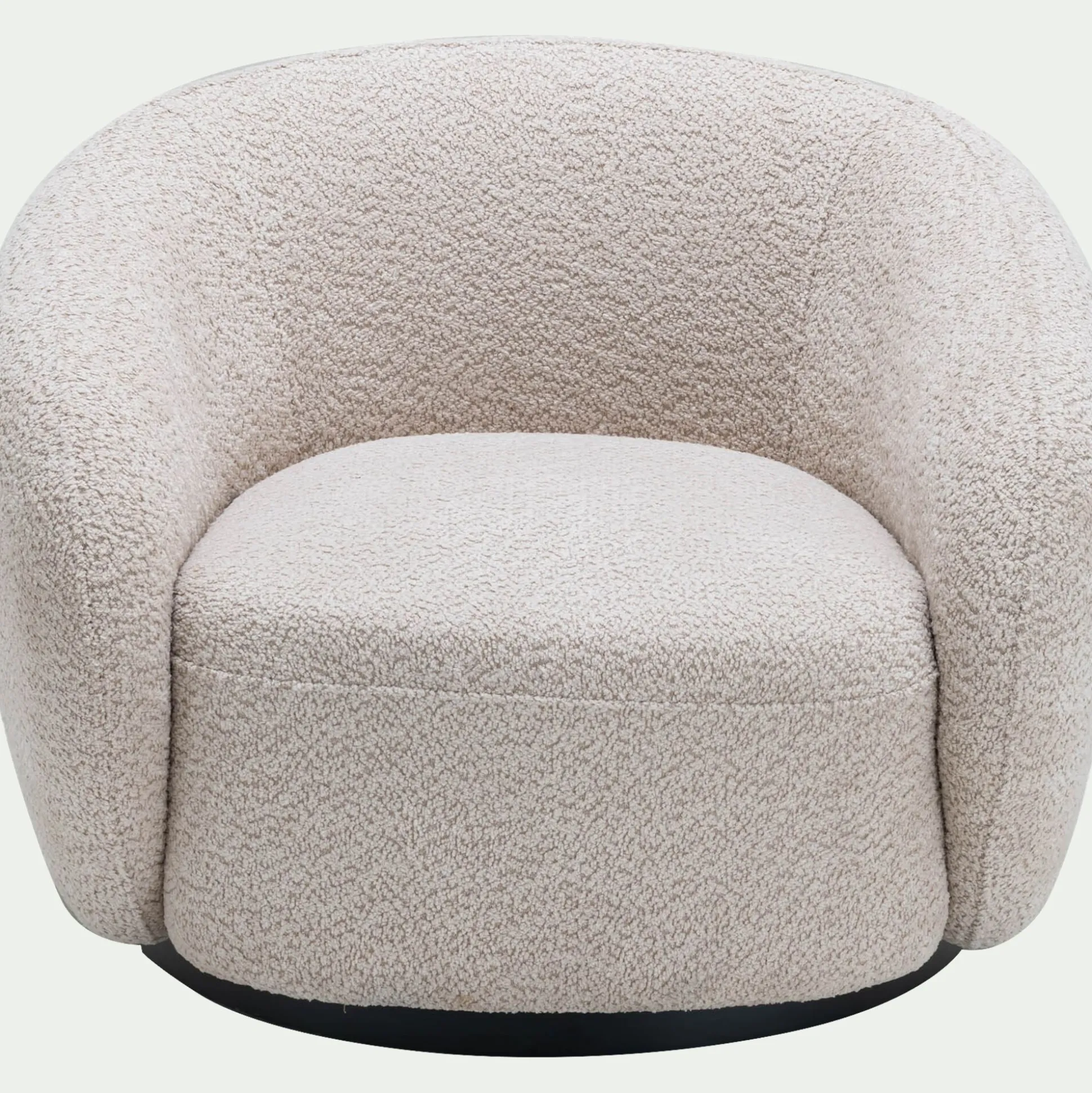 Fauteuil pivotant en tissu bouclette - beige