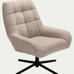 Fauteuil pivotant en tissu boulette - beige