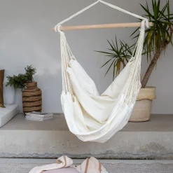 Fauteuil suspendu en polycoton - blanc écru