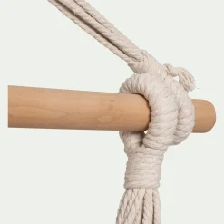 Fauteuil suspendu motif losange en polycoton - beige