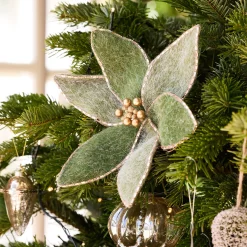 Fleur à clip en feutre 23x21cm - vert