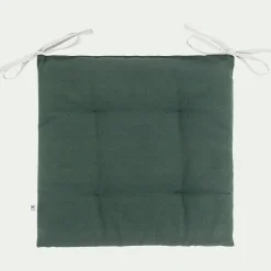 Galette de chaise de jardin en coton déperlant bicolore - vert