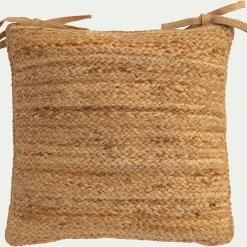 Galette de chaise en jute et coton 45x45cm - naturel