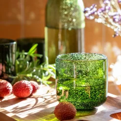 Gobelet en verre bullé 26cl - vert avocado