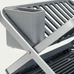 Égouttoir à vaisselle en plastique et aluminium - gris