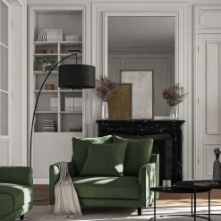 Grand fauteuil fixe en tissu genesis - vert cèdre