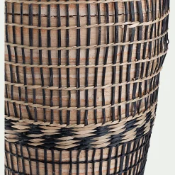 Grand vase en bambou et jonc de mer tressé H84cm - noir