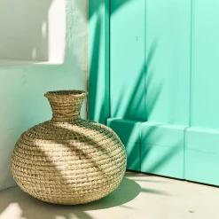 Grand vase en jonc de mer tressé H33cm - naturel