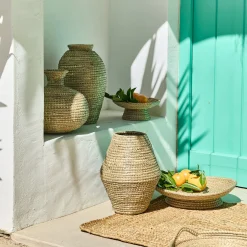 Grand vase en jonc de mer H41cm - naturel