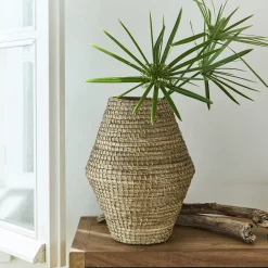 Grand vase en jonc de mer tressé H40cm - naturel