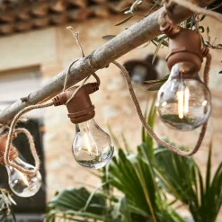 Guirlande électrique avec câble en jute 10 ampoules 8m - naturel