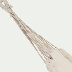 Hamac en coton avec finition en macramé - blanc ventoux