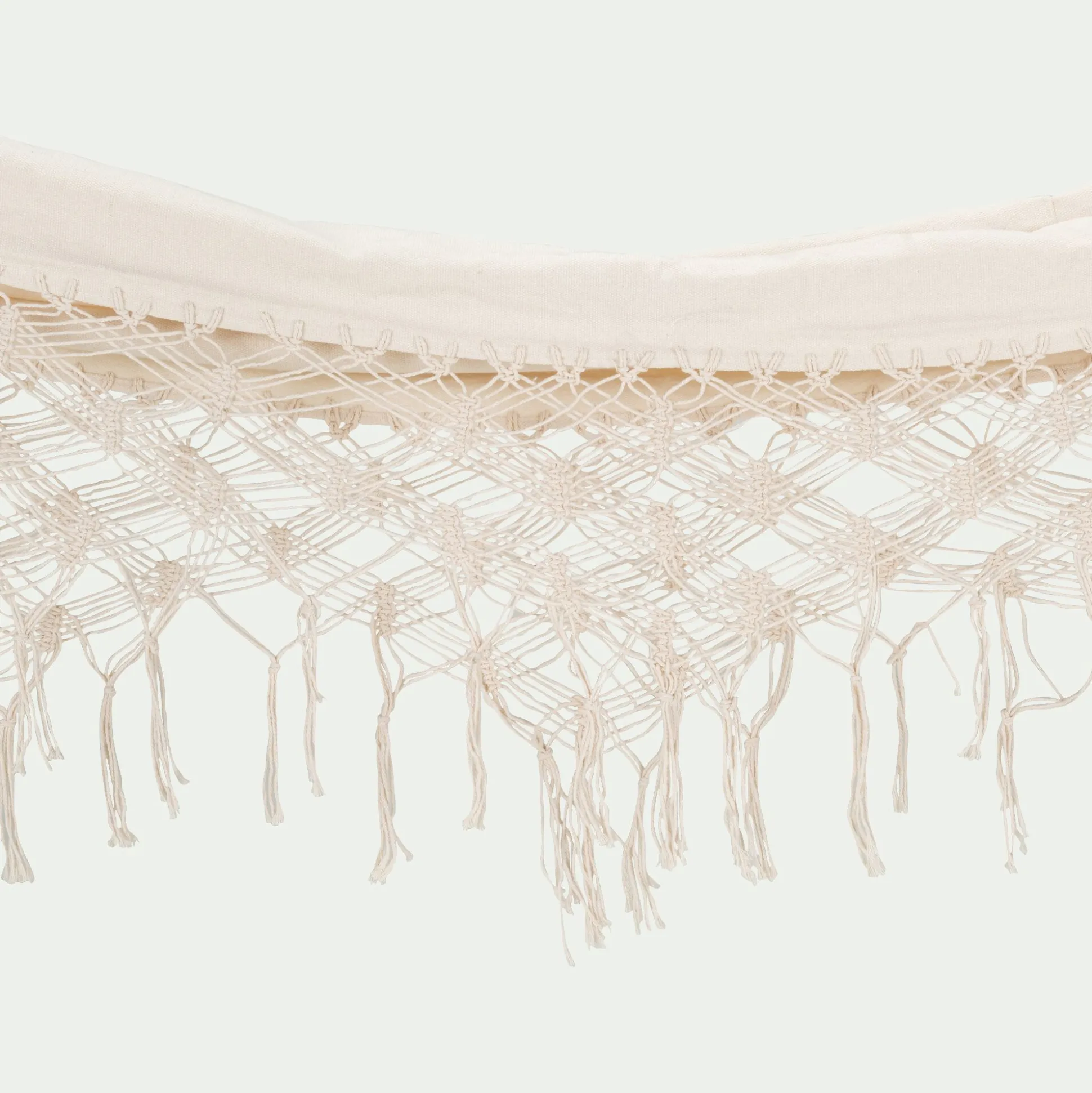 Hamac en coton avec finition en macramé - blanc ventoux