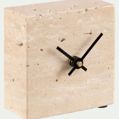 Horloge à poser en travertin L10xH10cm - naturel