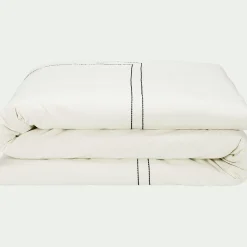 Housse de couette brodée en coton 240x220cm - écru