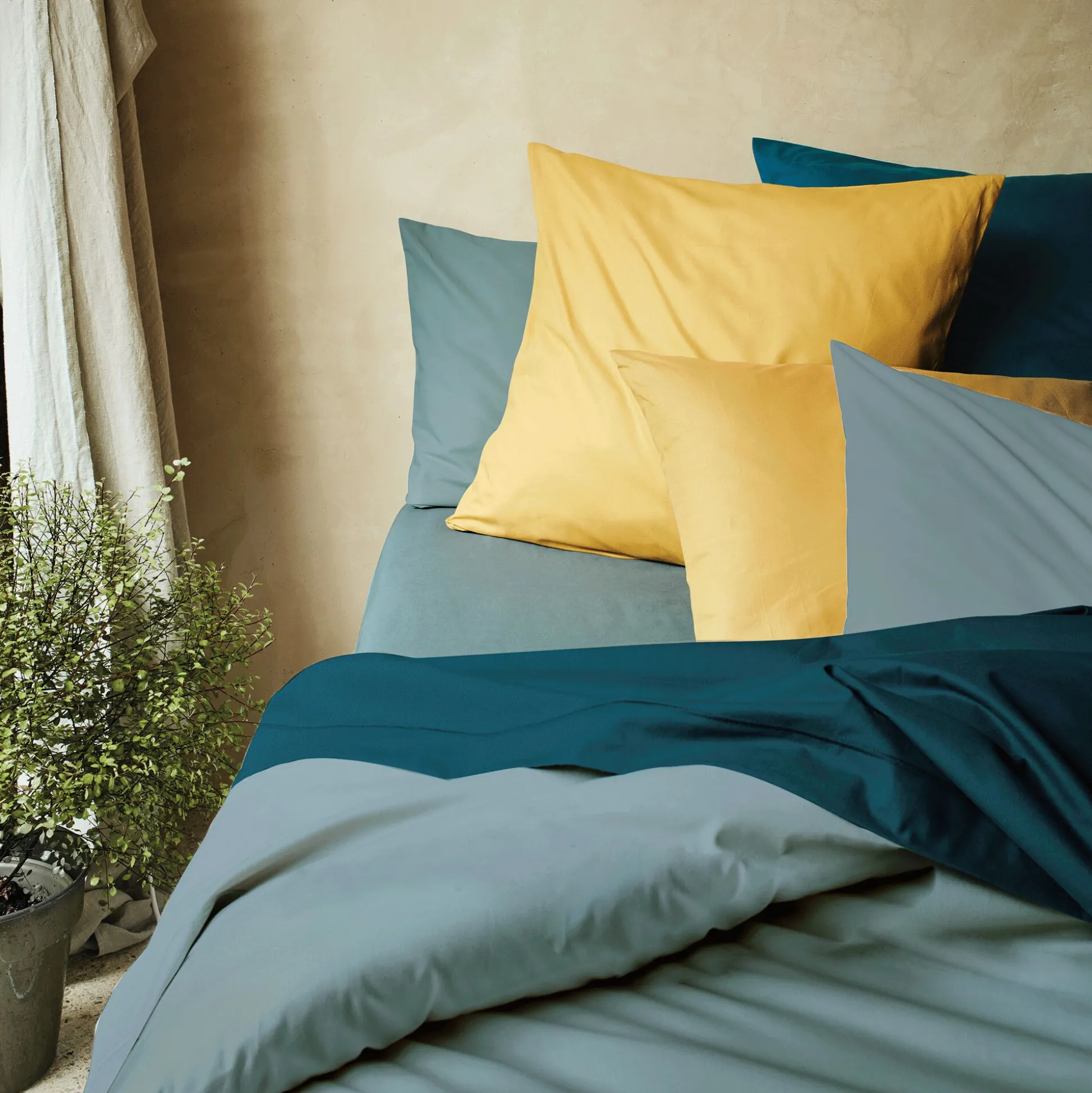 Housse de couette en coton 140x200cm - bleu calaluna