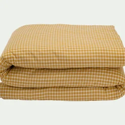 Housse de couette en coton motif carreaux 240x220cm - jaune