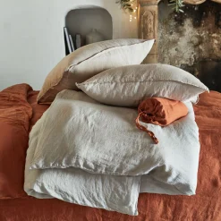 Housse de couette en lin lavé 240x220cm - marron rustrel