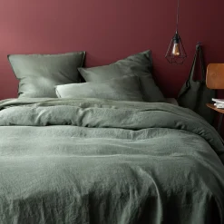 Housse de couette en lin lavé 240x220cm - vert cèdre