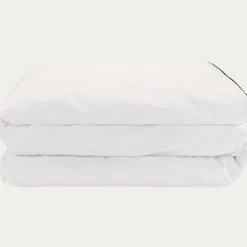 Housse de couette en percale de coton 260x240cm liseré tressé bleu calabrun - blanc
