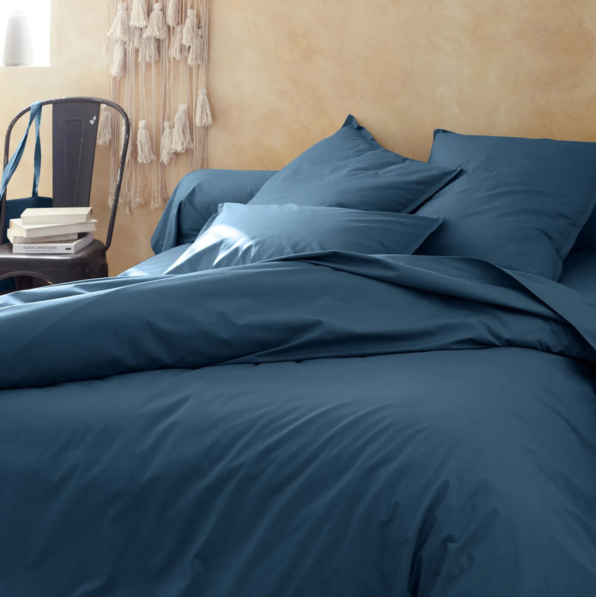 Housse de couette en percale de coton 240x220cm - bleu figuerolles