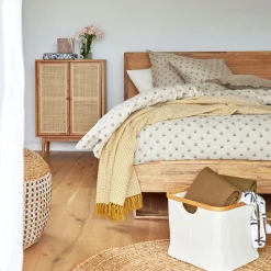 Housse de couette 240x220cm et 2 taies d'oreiller 63x63cm motif floral en coton cretonne - beige