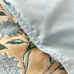 Housse de couette 240x220cm et 2 taies d'oreiller 63x63cm en percale de coton motif floral - bleu