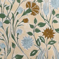 Housse de couette 240x220cm et 2 taies d'oreiller 63x63cm en percale de coton motif floral - bleu