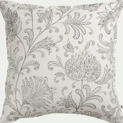 Housse de couette 240x220cm et 2 taies d'oreiller 63x63cm en percale de coton motif floral - blanc