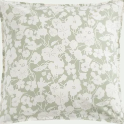 Housse de couette 240x220cm et 2 taies d'oreiller 63x63cm en coton motif floral - vert
