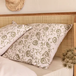 Housse de couette 240x220cm et 2 taies d'oreiller 63x63cm en coton motif baroque - blanc