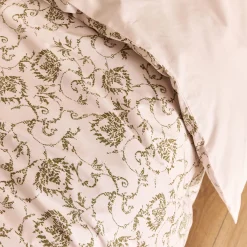 Housse de couette 240x220cm et 2 taies d'oreiller 63x63cm en coton motif baroque - blanc