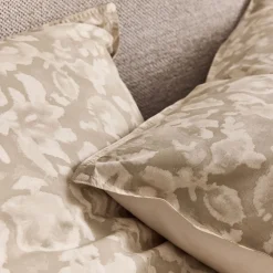 Housse de couette 240x220cm et 2 taies d'oreiller 63x63cm en percale de coton motif floral - beige