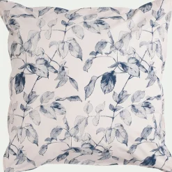 Housse de couette 240x220cm et 2 taies d'oreiller 63x63cm en percale de coton motif végétal - bleu