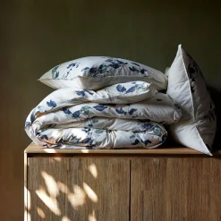 Housse de couette 240x220cm et 2 taies d'oreiller 63x63cm en coton lavé à motif floral - blanc