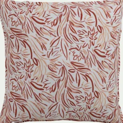 Housse de couette 240x220cm et 2 taies d'oreiller 63x63cm en coton lavé motif floral abstrait - marron