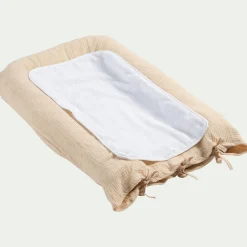 Housse de matelas à langer en gaze de coton bio 67x47cm - beige