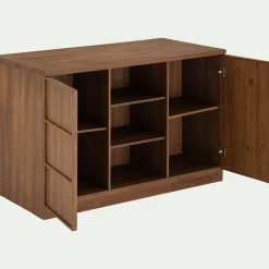 Ilot central de cuisine avec rangement en acacia L140cm - bois foncé