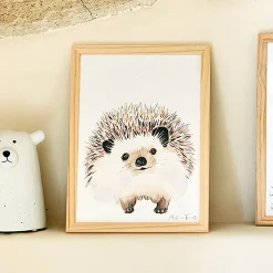 Image aquarelle encadrée Hérisson - A4